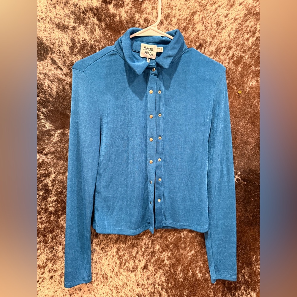 Princess Polly Blue Button-Down Shirt